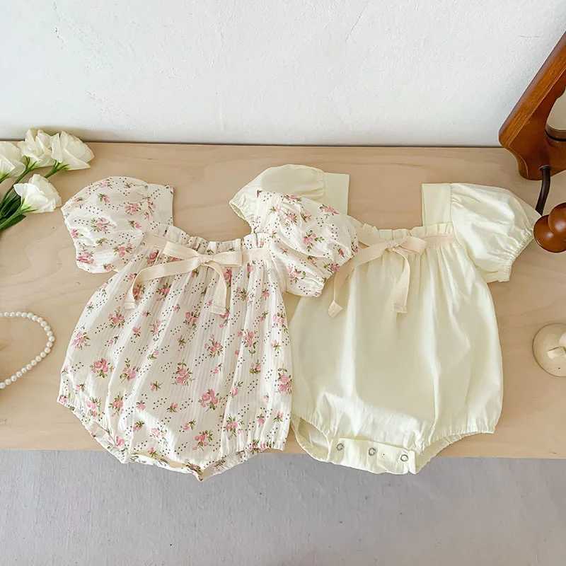 Baby Clothing Summer Newborn Clothing Floral Romper Tgie Jumpsuits Short Sleeve Sunsuits 0-2Y Infant Rompers Z250712