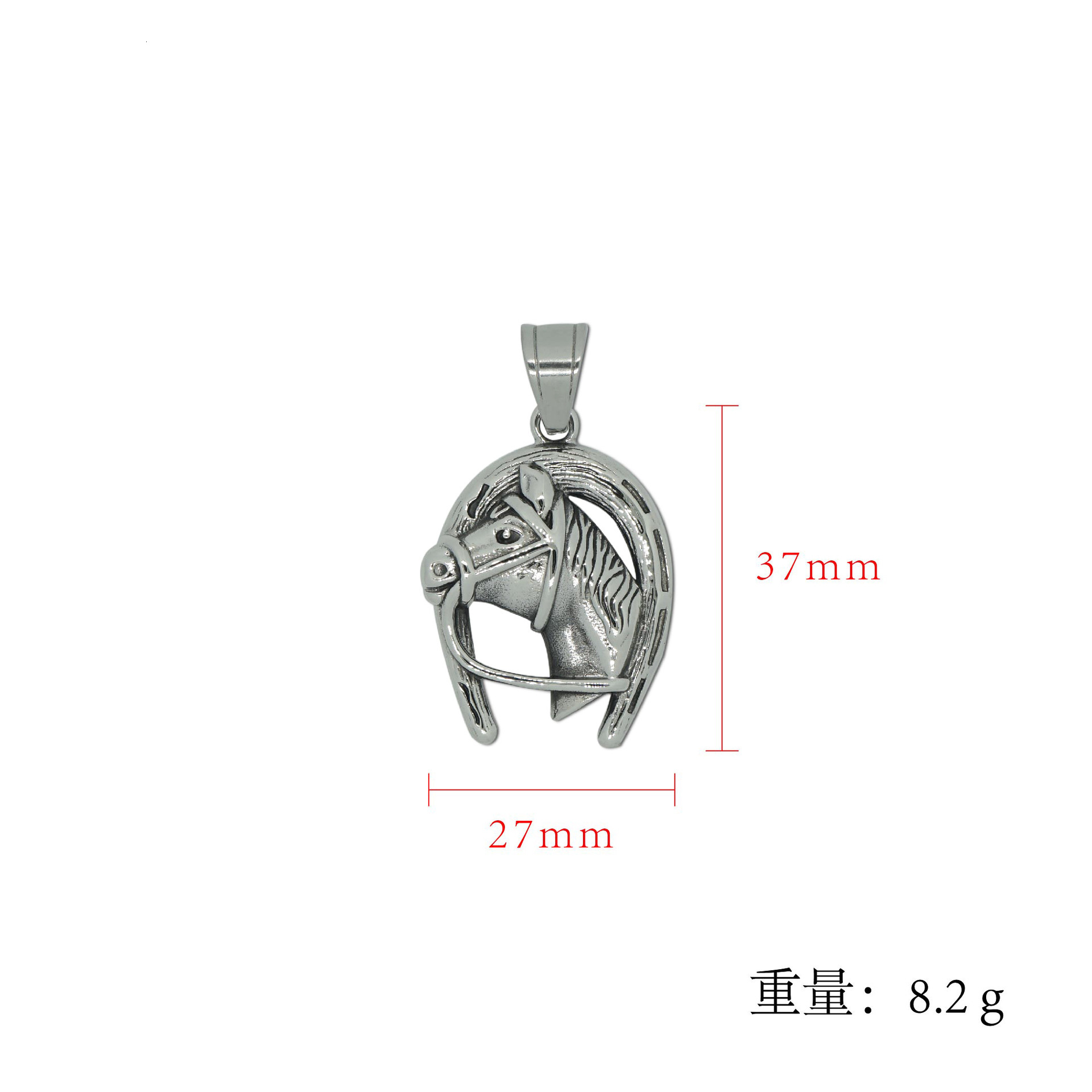Luxury Jewelry Designer Jewelry European And American Cross-border Hip-hop New Animal Jewelry Stainless Steel U-shaped Horse Head Pendant Necklace