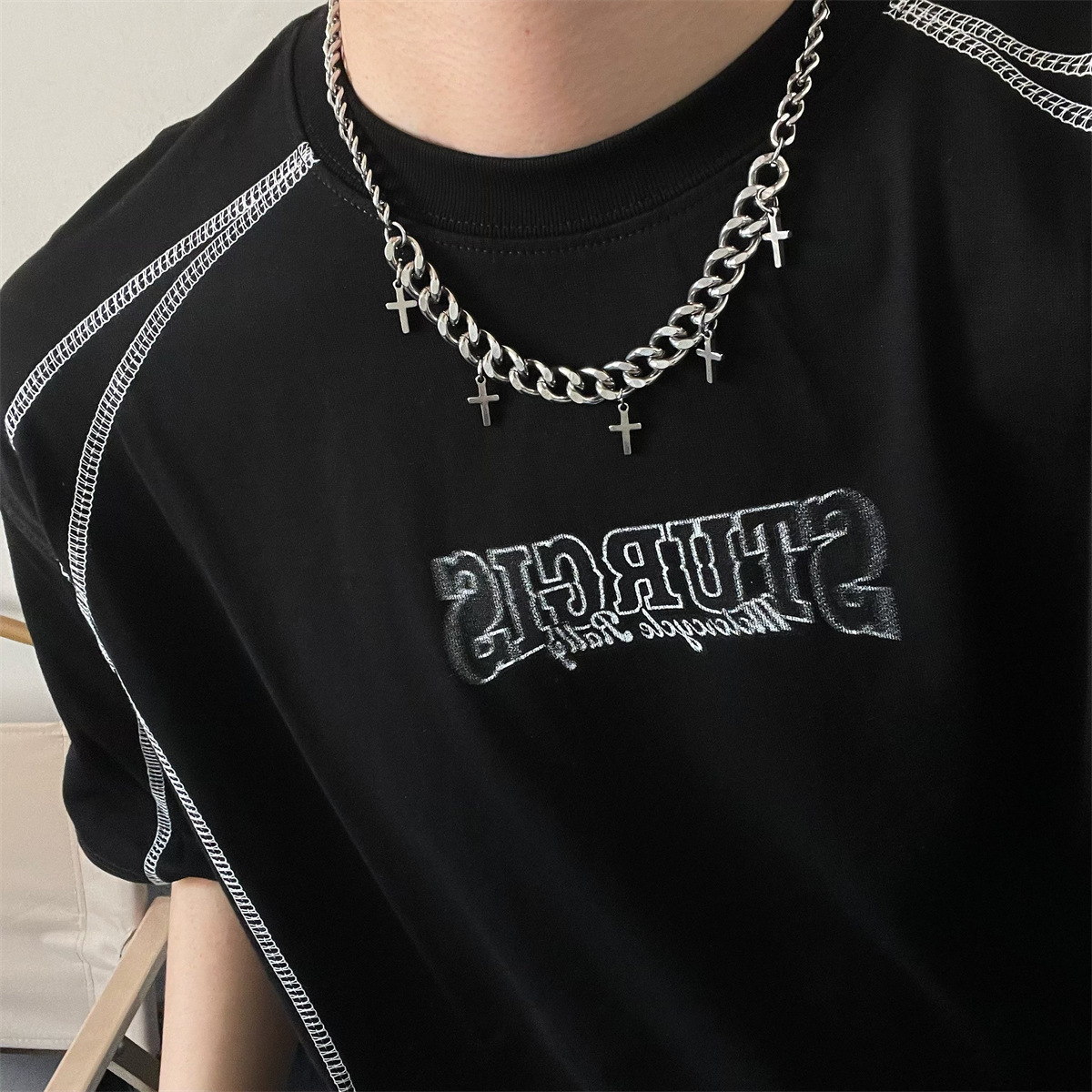 Luxury Jewelry Designer Jewelry European And American Cross-border Hip-hop Niche Chain Cross Necklace Men's Light Luxury Fashion Accessories Whol