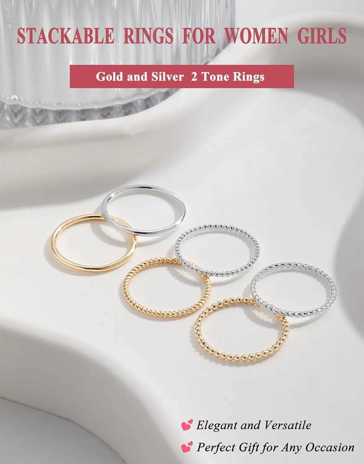14K Gold Plated Thin Stackable Ring 1.3mm Women Non Tarnish Dainty Ring Set Trendy Thumb Pinky Ring Wedding Bands Promise Gifts y250712