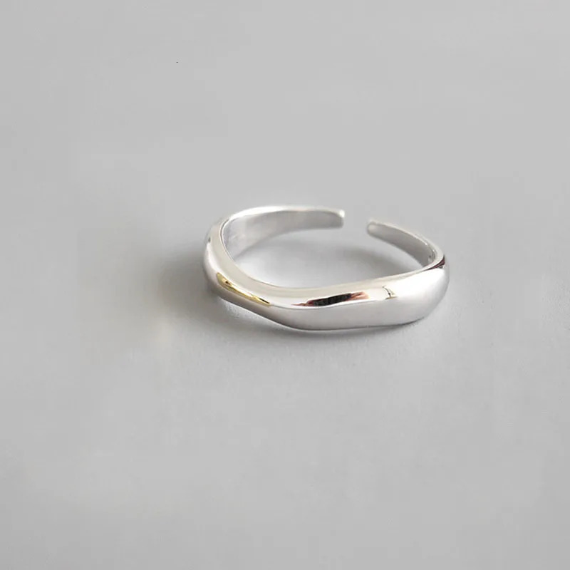 XIYANIKE Silver Color Irregular Wave Rings Trendy Simple Geometric Handmade Jewelry for Women Couple Size 17mm Adjustable 250708