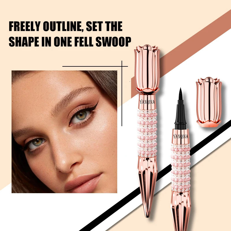 YANQINA Precision Liquid Eyeliner Pen - Long-lasting Waterproof Transfer-proof Quick-Dry Black Eyeliner with Sparkling n 250704