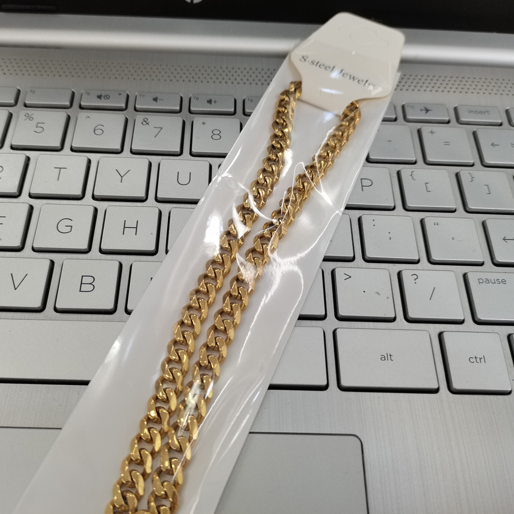 Luxury Jewelry Designer Jewelry AML In-stock Wholesale European And American Trendy Men's Hip-hop Thick Six-sided Polished Necklace Stainless Ste