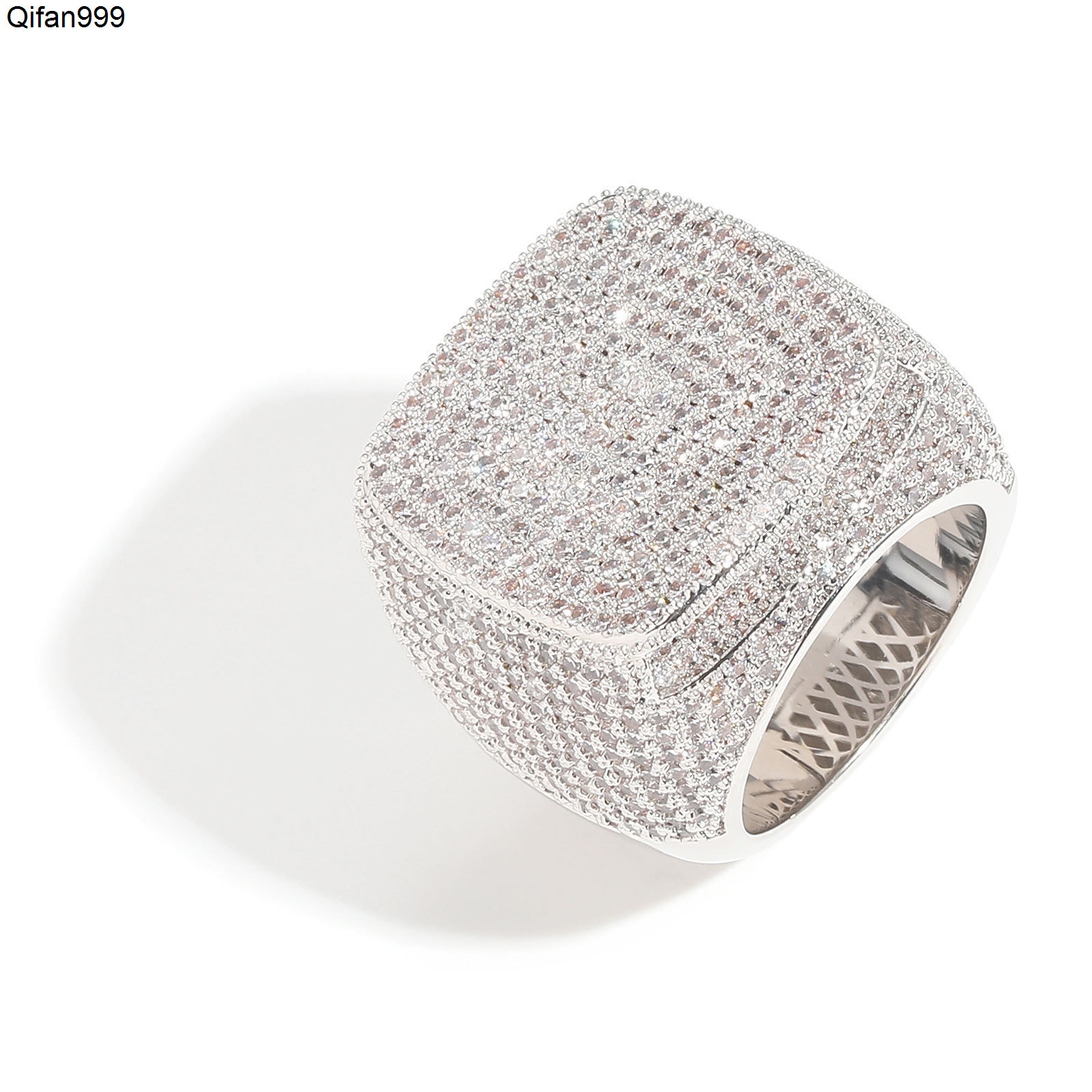 Hip Hop Trending CZ Diamond Rings Silver Gold Plated Brass Micro Pave CZ Stone Square Shaped Ring for Women Jewelry