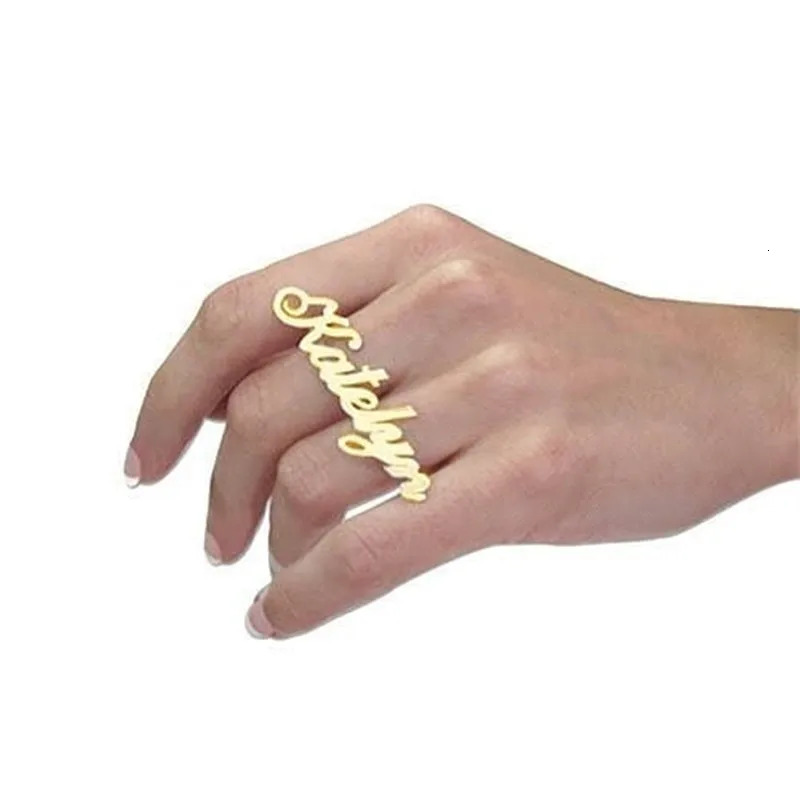 Fashionable Stainless Steel Personalized Double Ring Name Ring Custom Font Name Custom Carved Jewelry 250708