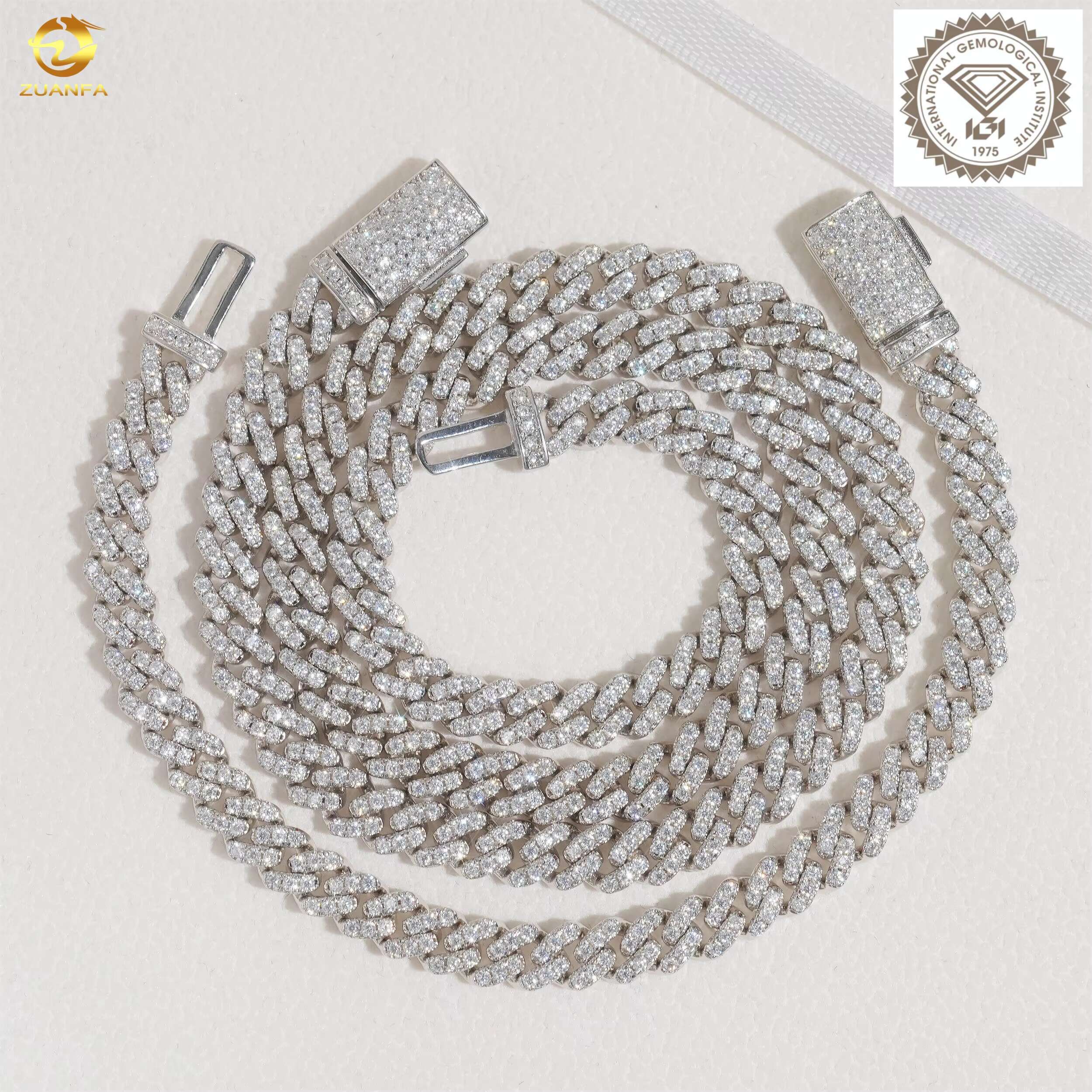 Custom Name Lock Clasp S925 Sterling Silver Iced Out 6MM Cuban Link Chain Hip Hop Lab Grown Diamond Necklace