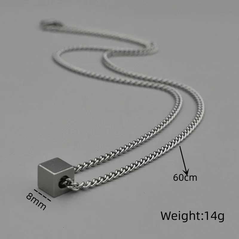 Stainss Steel Necklaces Geetric Square Cube Simplicity Sty Choker Pendant Chain Necklace for Men Wen Jewelry Party W250712