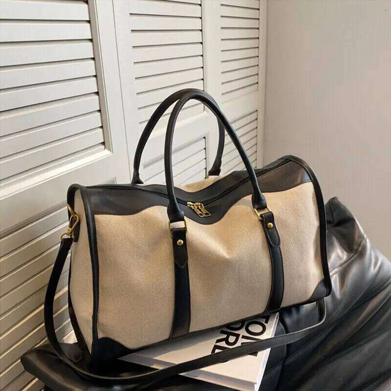 luxury bagdesigner bag ISKYBOB Women Travel Storage Handbag Vintage Fiess Lage Single Shoulder Crossbody Large Nylon PU Leather Bag 2025