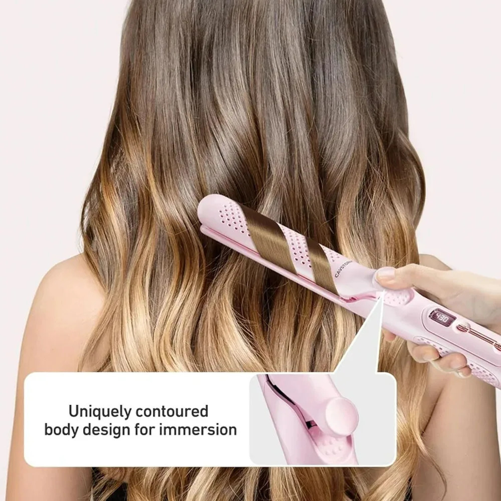 2 in 1 Curling Iron 360° Airflow Styler 0.98 in Ionic Ceramic Hair Wand Digital Display - Pink 250712