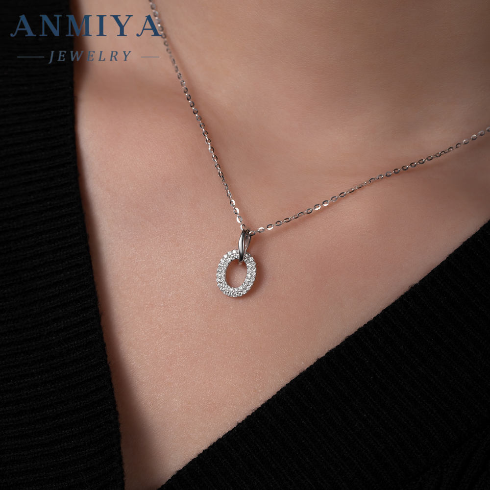 925 Sterling Silver Micro Pave Zirconia Pendant Choker Chain Necklace for Gift Engagement Party Wholesale