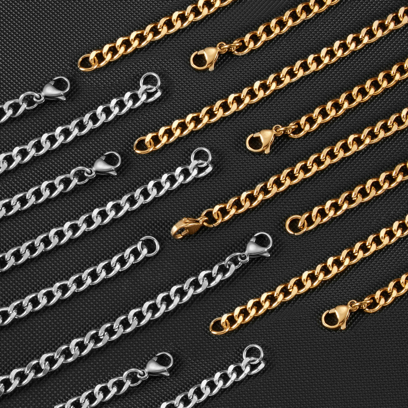 Luxury Jewelry Designer Jewelry Double-sided Chain Stainless Steel Plain Chain Versatile Men's Trendy Titanium Steel Chain Accessory Hip-hop Unis