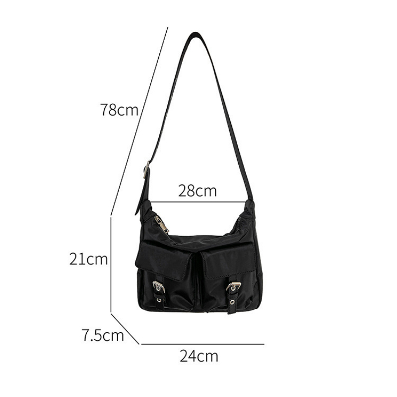 Fashion Women Shoulder Bag New Casual Nylon Crossbody Dumpling Bag High-end Double Pocket Armpit Bag Versatile Handbag