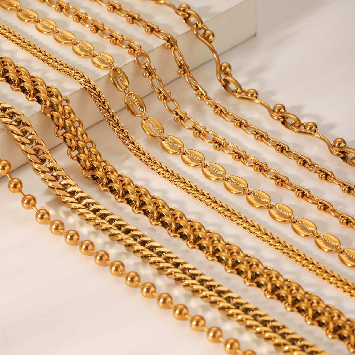 Luxury Jewelry Designer Jewelry Cross-border European And American INS Style Fashion 18K Gold-plated Necklace Handmade Chain Round Bead Chain Stainles