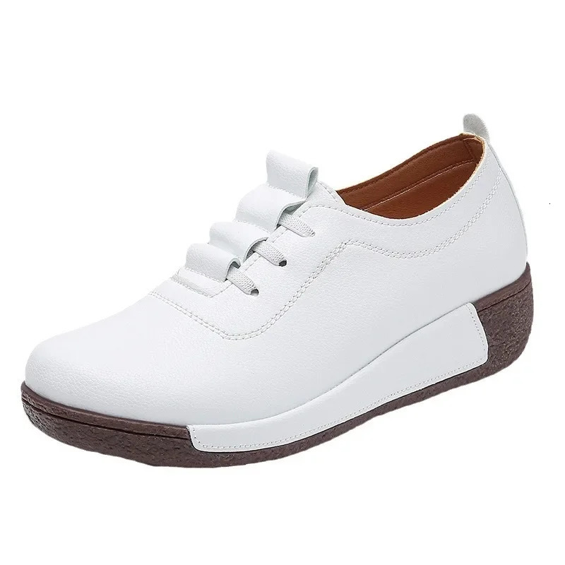 2025 Women Casual Shoes Genuine Leathe Platform Loafers for Women Wedge Sneakers Zapatos Mujer Fashion Slip on Ladies Moccasins 250707