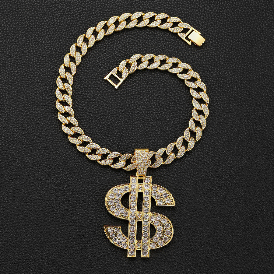 Luxury Jewelry Designer Jewelry Cross-border Hot Item European And American Men's Necklace 18k Full Diamond Chain Hip Hop Trendy Jewelry Wholesal