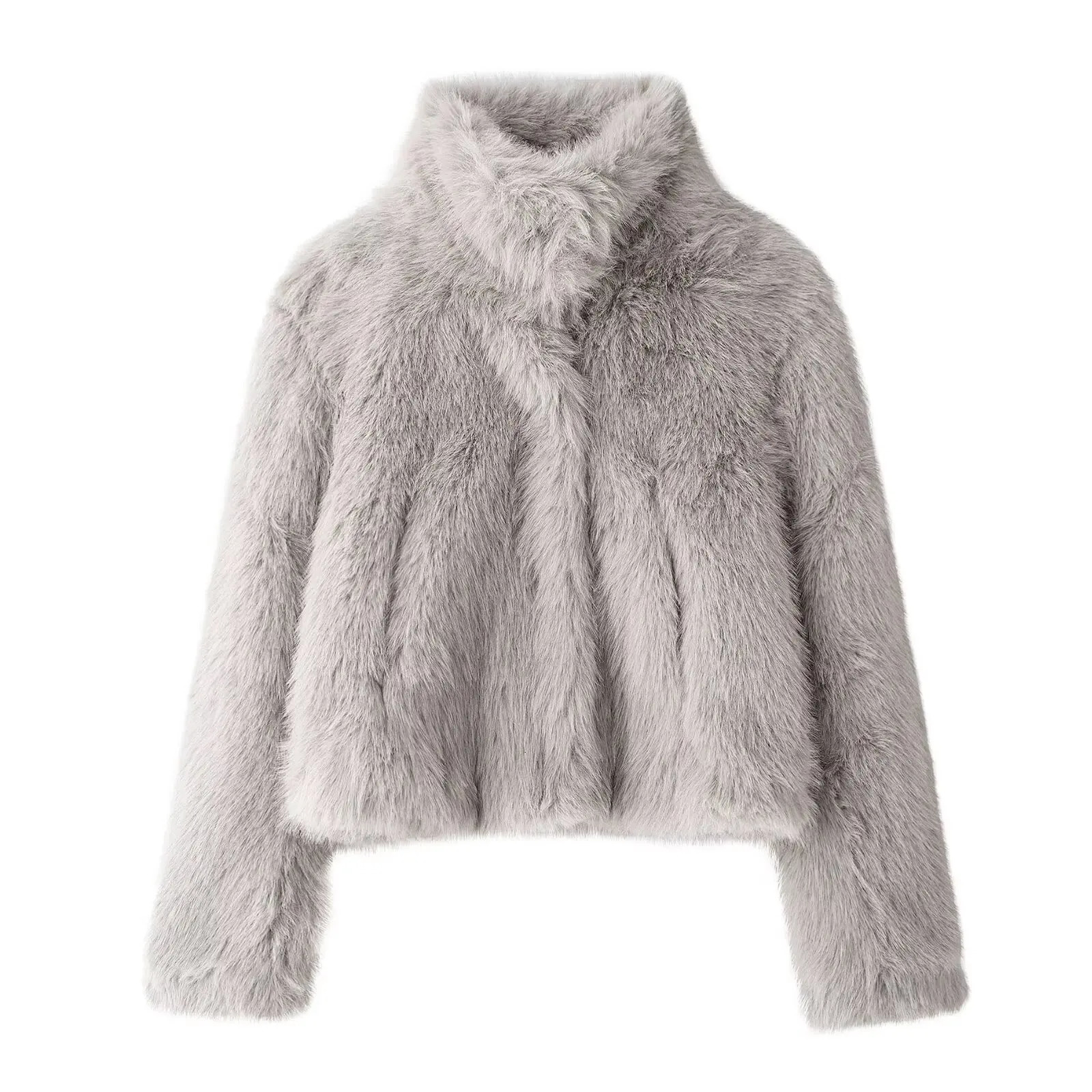 European and American style winter fashion all-match lapel faux fur jacket 250708