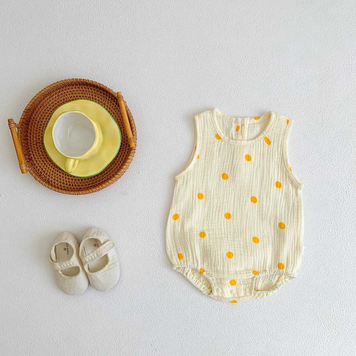 2025 New In Summer Infant Newborn Baby Girls Boys Wrinkle Cloth Cotton Outfits Kids Casual Jumpsuits Toddler Bodysuits Z250712