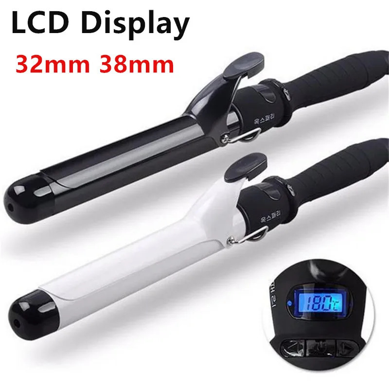 Professional 32mm 38mm LCD Display Hair Curler Adjustment Temperature Hair Curl Irons Curling Wand Roller Hair Styling Tools 250712