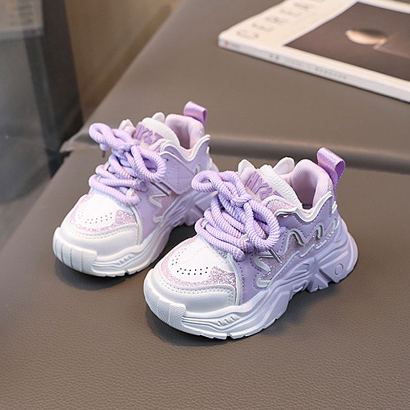 Baby Toddler Shoes for Girl PU Leather Kid Casual Sneakers Non-slip Purple Color Children Girls New Sport Shoes Non-slip Running Trainers Shoes Sizes 