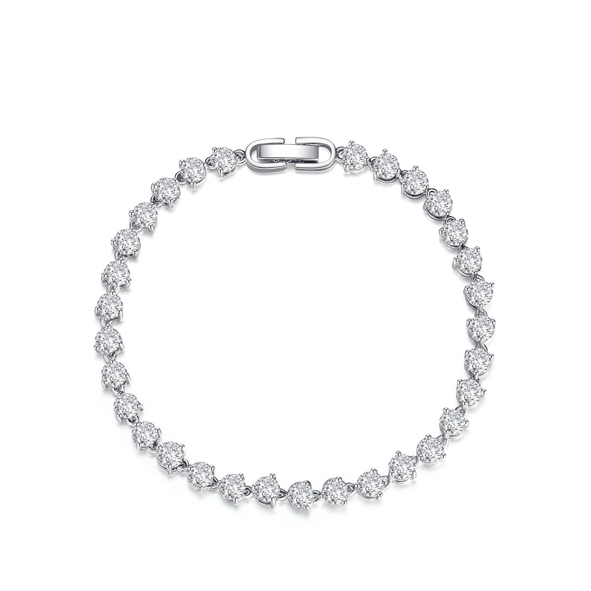 Choucong Hip Hop Wedding Bracelets Sparkling Luxury Jewelry 18K White Gold Fill Round Cut 5A Cubic Zircon CZ Diamond Tennis Party Women Bridal Bangle 