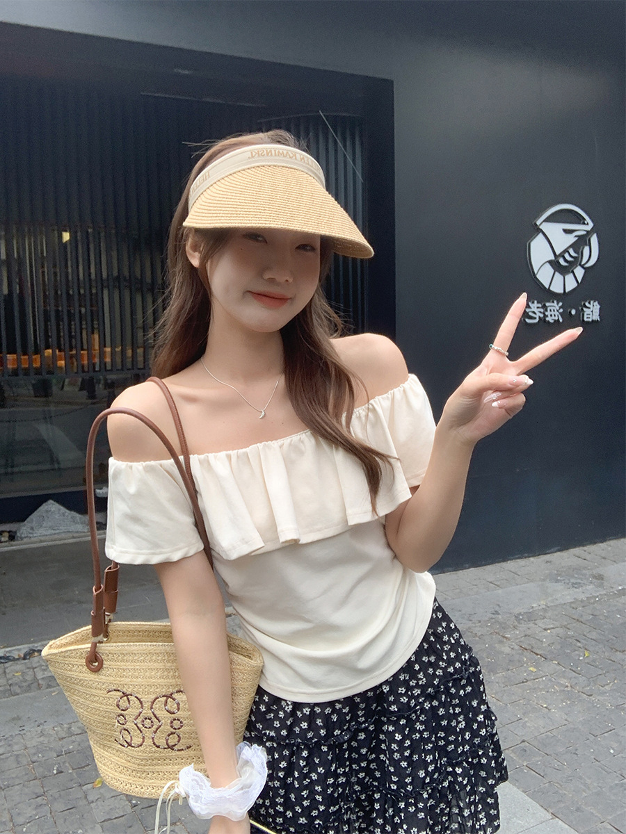 New women's top with a split back and exposed waist short sleeved design, slim fit shoulder round neck women's top designer T-shirt