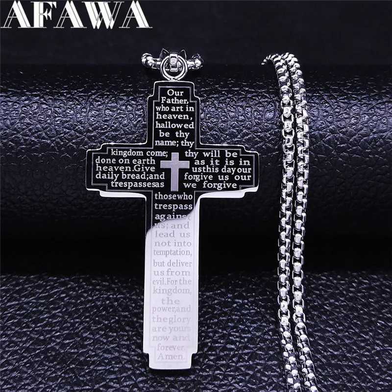 Bib Cross Chain Necklace Stainss Steel Pendant Necklace for Men Religious Prayer Jesus Jewelry corrente mascina W250712