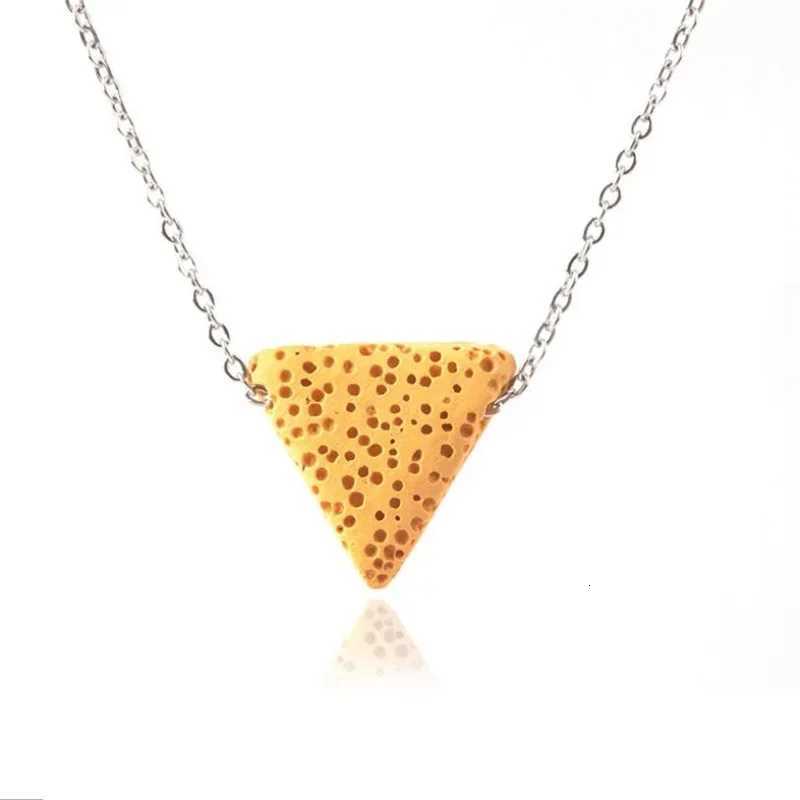 Colorful Triangle Lava Stone Essential Oil Diffuser Necklace Aromatherapy Volcanic Rock Stainless Steel Chain Jewelry W250712