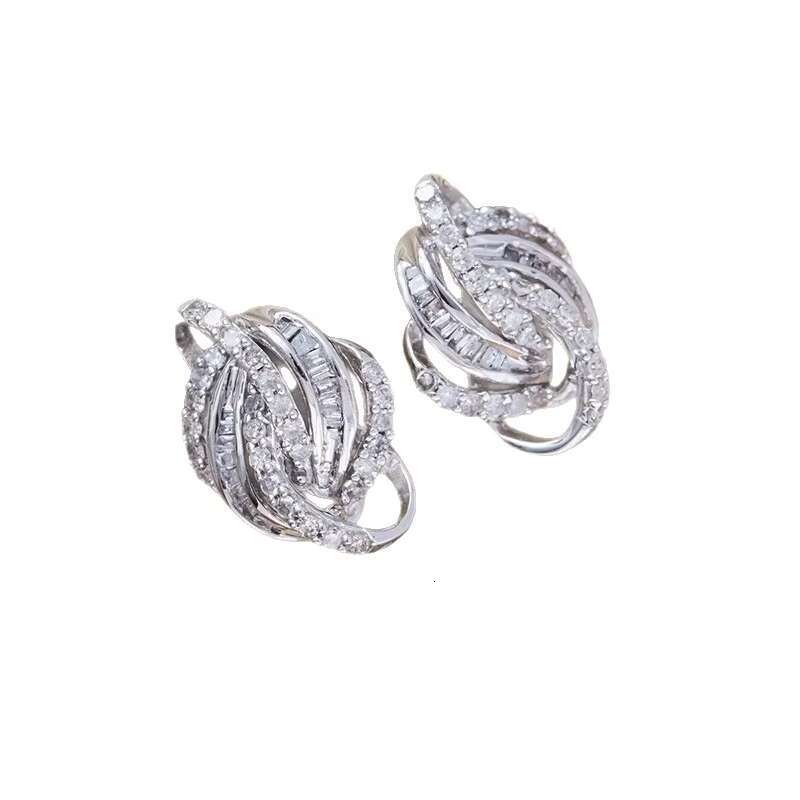 Factory Exquisite Irregular Line Twist Design Zircon Earrings Trend Party Jewelry Silver Plated CZ Stud Earring for Women