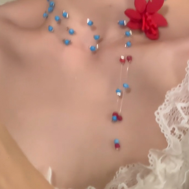 Luxury Jewelry Designer Jewelry Dopamine Flower Bead Necklace Beach Vacation Style Fresh Sweet Collarbone Chain Niche High-end Neck Chain Wholesale