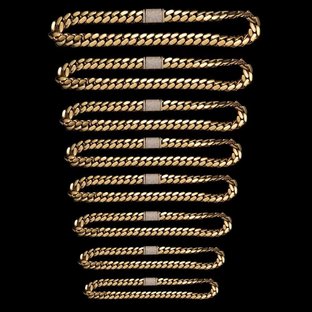 Hip Hop Custom Jewelry All Size Silver Cuban Chain Necklace Hip-Hop Cuban Chain Fashion Jewelry 12mm-22mm Chain 18k Plated