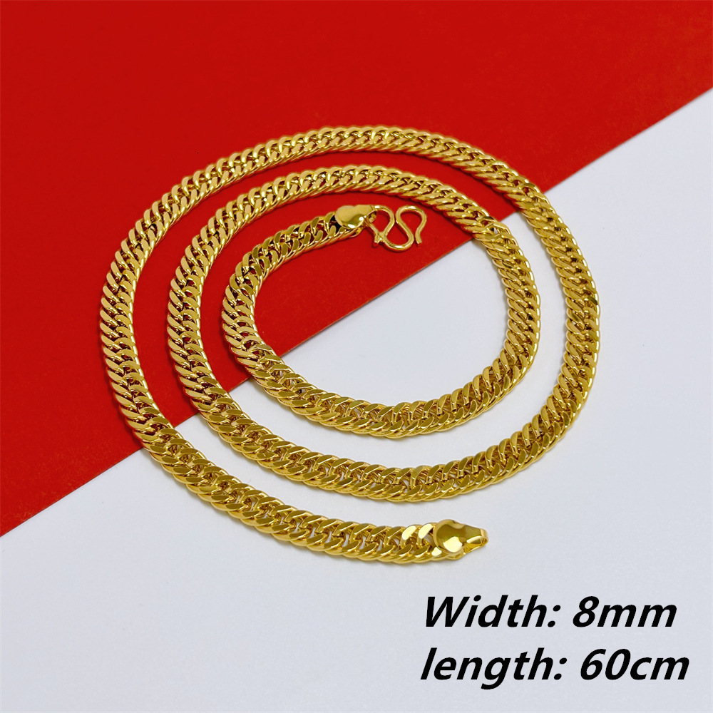 Luxury Jewelry Designer Jewelry Xiaohongshu Style Men's Bold Necklace 10mm Side Chain Hip Hop Style Chain Horsewhip Chain Braided Chain Wholesale
