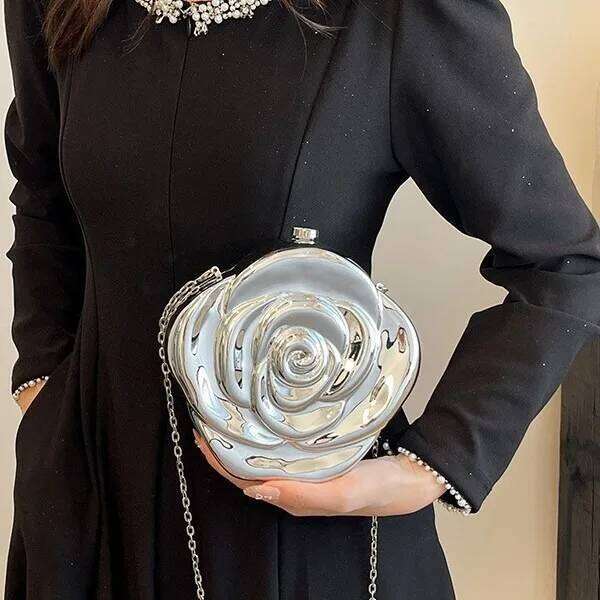Designer Bags Acrylic Evening Case Bag For Women Fashionable Flower Shaped Elegant Handbags Beads Chain Shoulder Cross Body Party 2025 Luxury Bag