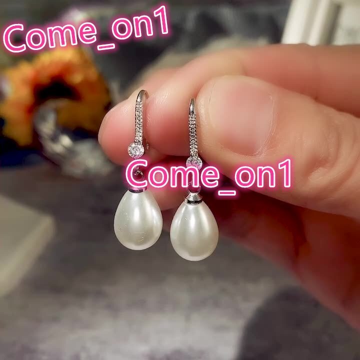 Hot Selling Exquisite Creative French Sweet Silver Plating Brass Round Tear Drop Pearl Wedding Bridal Earrings