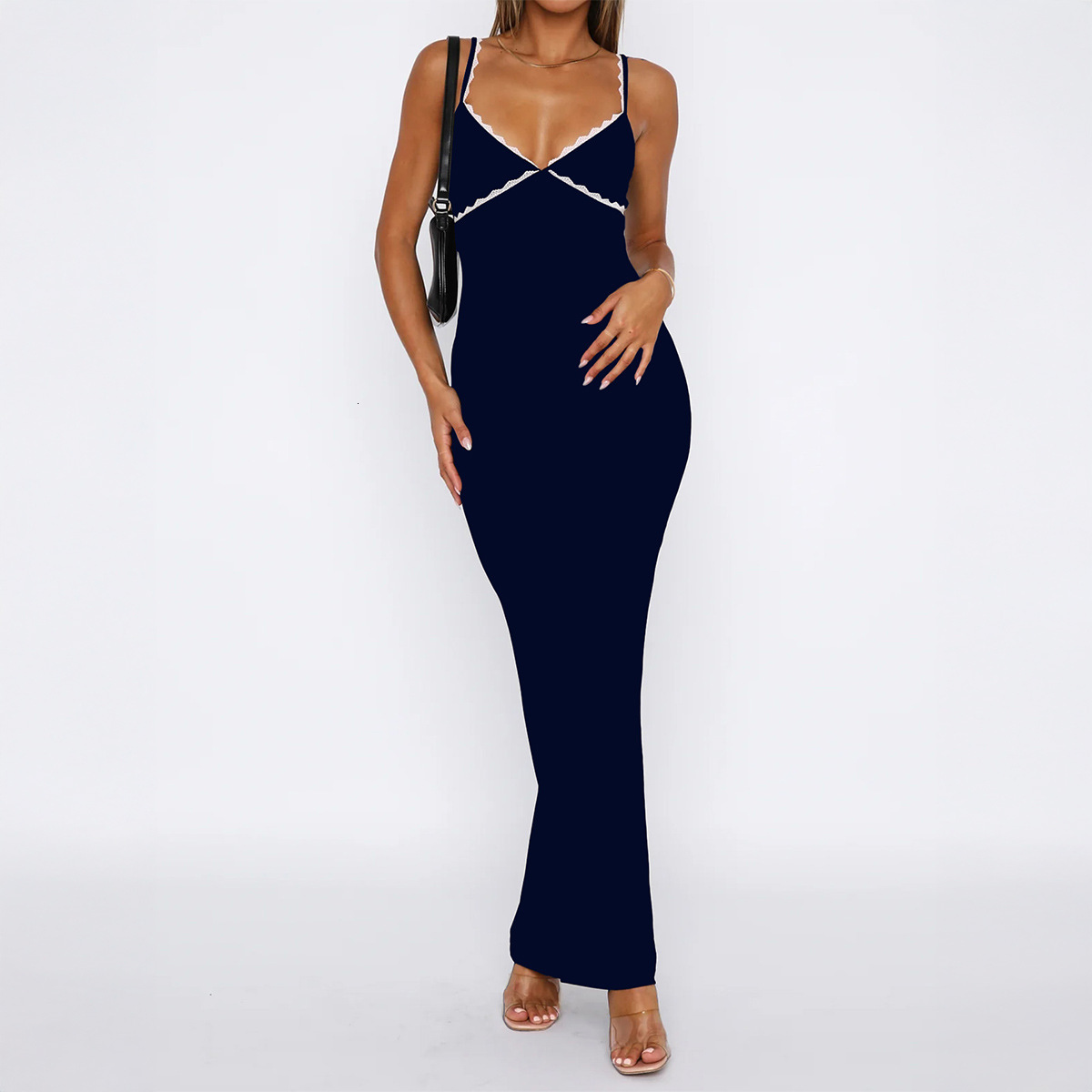 Summer New Women's Skirt Fashion V-neck Sexy Style Strap Slimming Long Skirt Summer New Luxury Designer Women's Skirt New Women's Simpl
