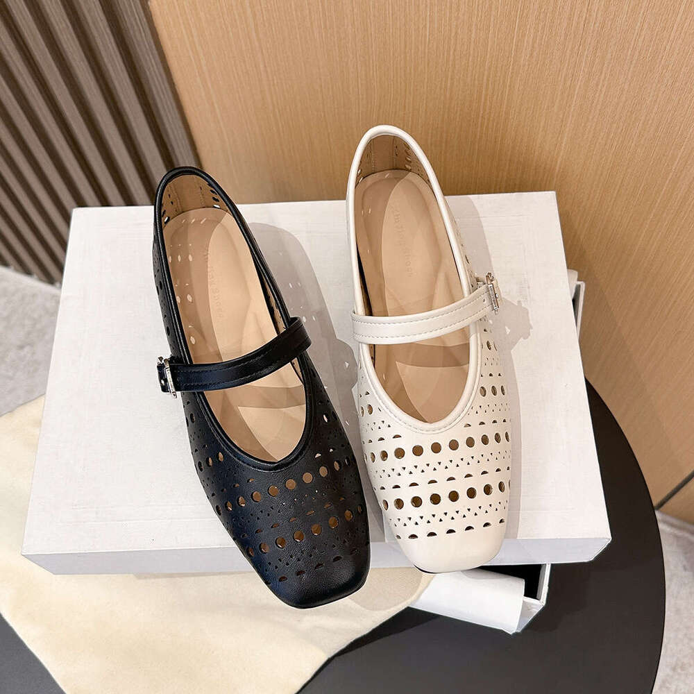 796-17 Out Hidden Heel New Square Toe Casual Hollow Flat Soft Sole Women's Shoes