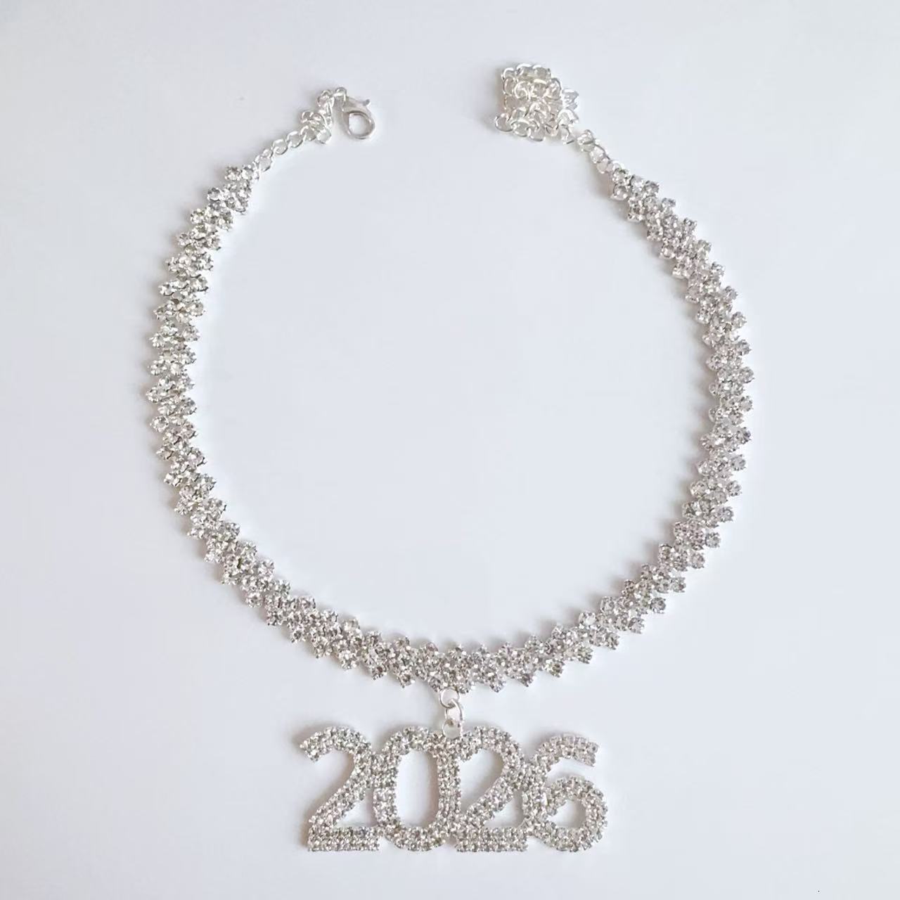 Luxury Jewelry Designer Jewelry Cross-border Hot-selling Rhinestone Number 2026 Pendant Necklace Jewelry For Men And Women Hip-hop Nightclub Short Cla