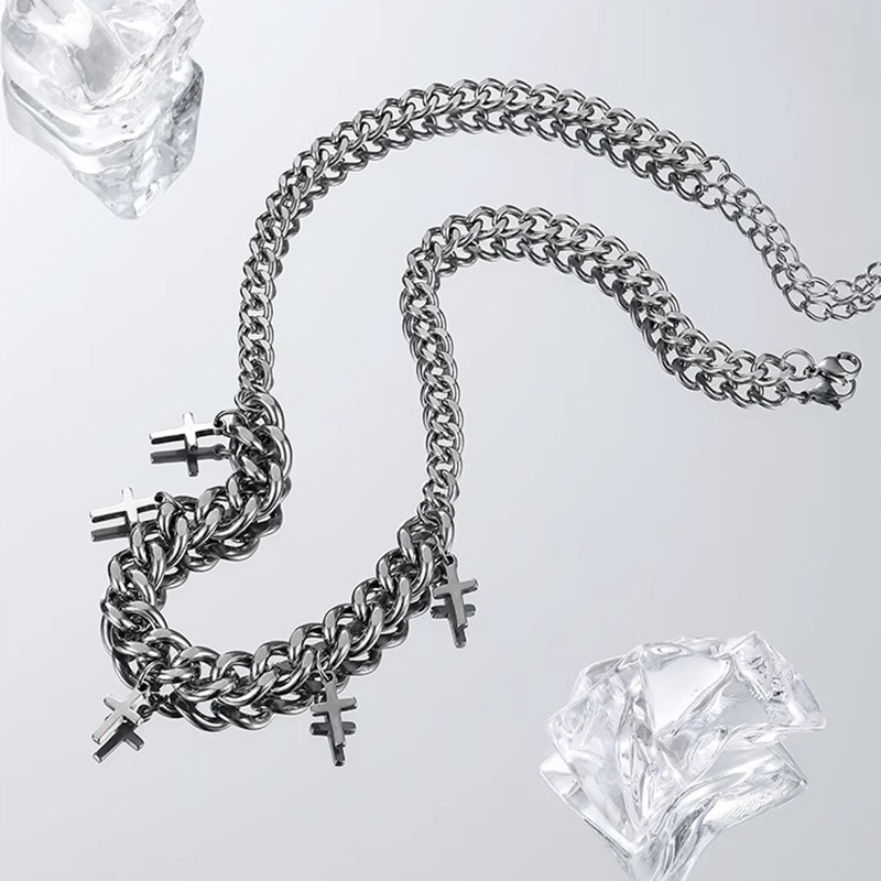 Luxury Jewelry Designer Jewelry European And American Cross-border Hip-hop Niche Chain Cross Necklace Men's Light Luxury Fashion Accessories Whol