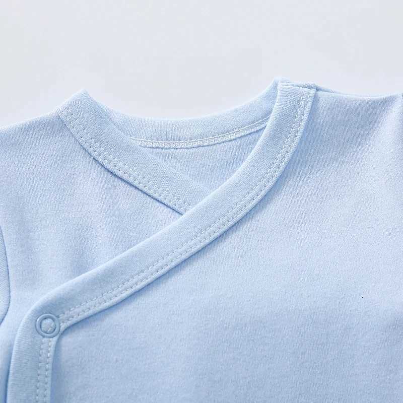 Infant Outfits 0-3 Months Newborn Baby Cotton Bodysuit for Boys and Girls Solid Color Slant Open Button Bodysuit Baby Clothes Z250712