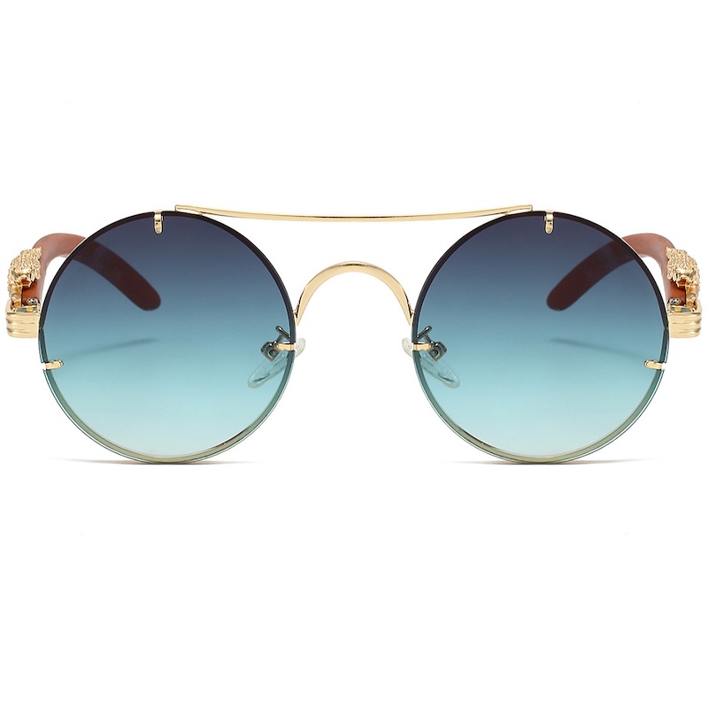 CB Rimless Round Sunglasses Vintage Men Fashion Double Bridge Multicolor Shades Women Retro Trendy Brand Luxury Design Sun Glasses UV400 Leopard