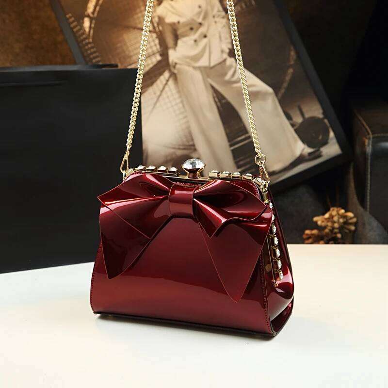 Small Female Dia Fashion Wild Leather Women Evening Middle-aged Bow-knot Bag Mother Handbags Party Shoulder Bags