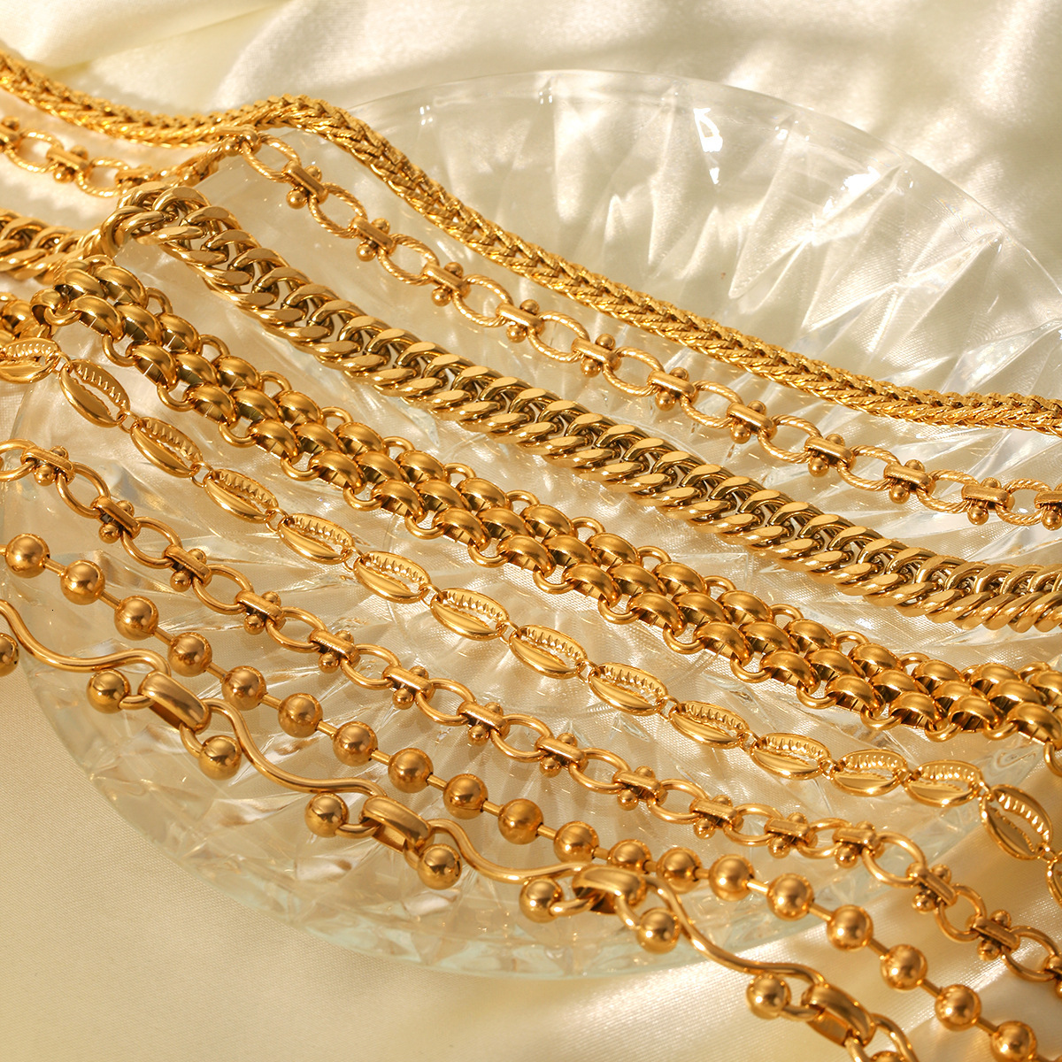 Luxury Jewelry Designer Jewelry Cross-border European And American INS Style Fashion 18K Gold-plated Necklace Handmade Chain Round Bead Chain Stainles