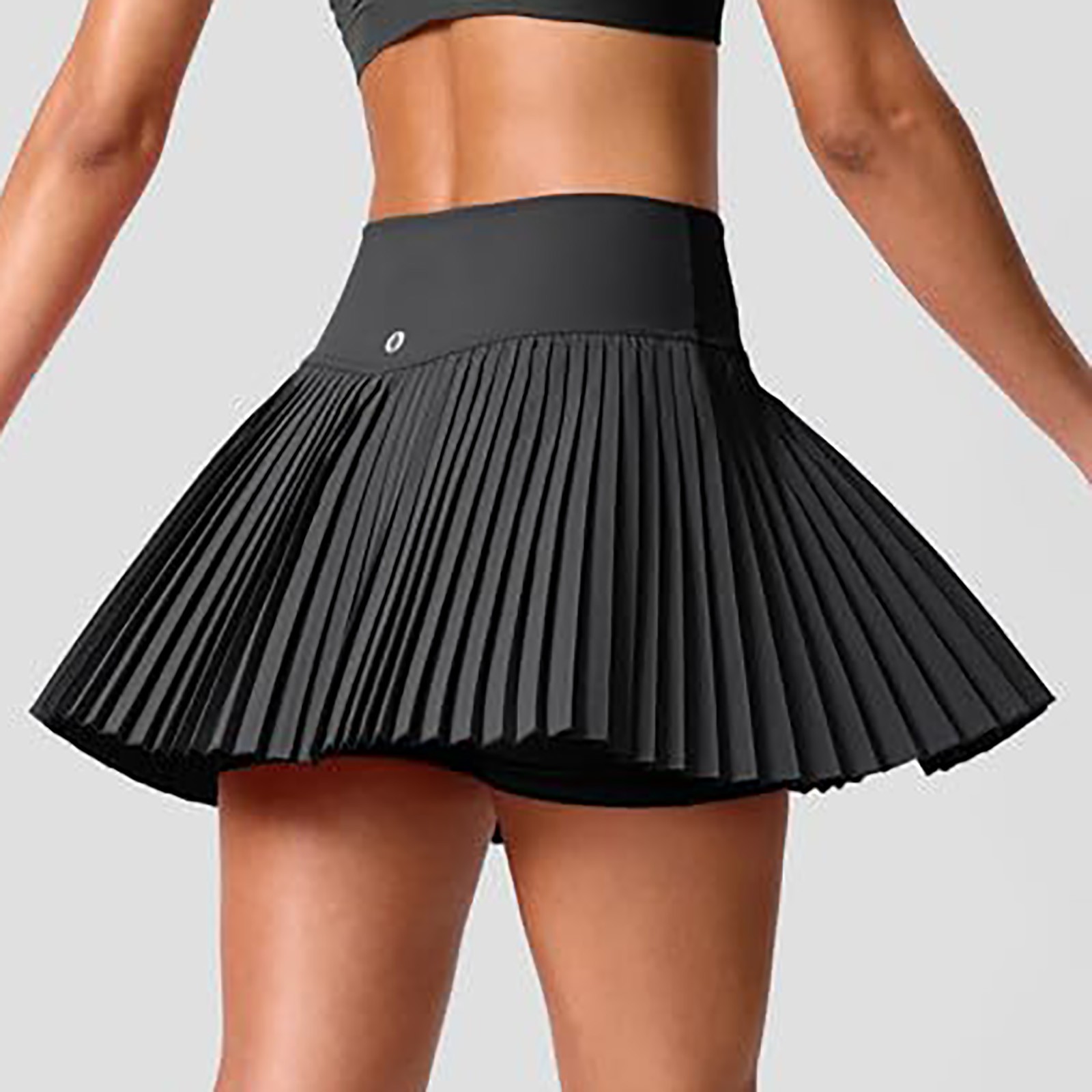 Skirt Pants Women'S Double Layered Pleats Tennis Skirts For Women High Waisted Skirt With Shorts Pockets Workout Shiny Wear