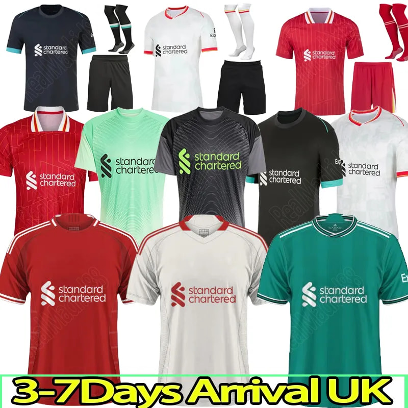 25 26 LFC Wirtz SALAH jersey Ekitike MAC ALLISTER Kerkez GAKPO DARWIN SZOBOSZLAI Jeremie Frimpong Long sleeves soccer jerseys Mens Kids Kit sock Full sets