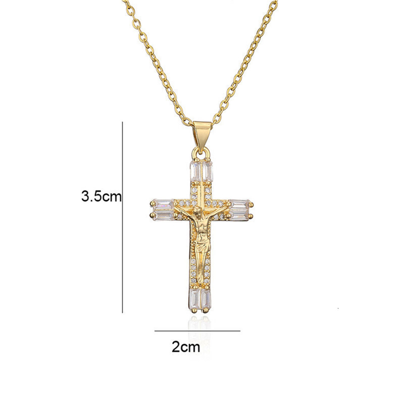 Luxury Jewelry Designer Jewelry Cross-border Retro Punk Cross Necklace Personality Zircon Cross Pendant European And American Niche Titanium Steel Col