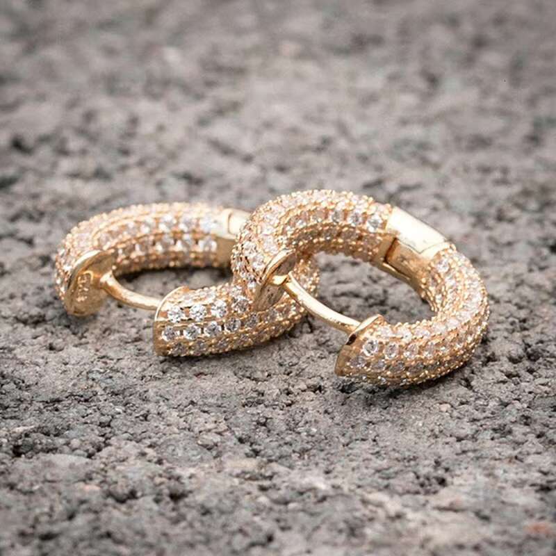 Luxury Cubic Zirconia Round Circle Earring Fashion Jewelry Wholesale Sport Style Hoop Earrings for Men Women