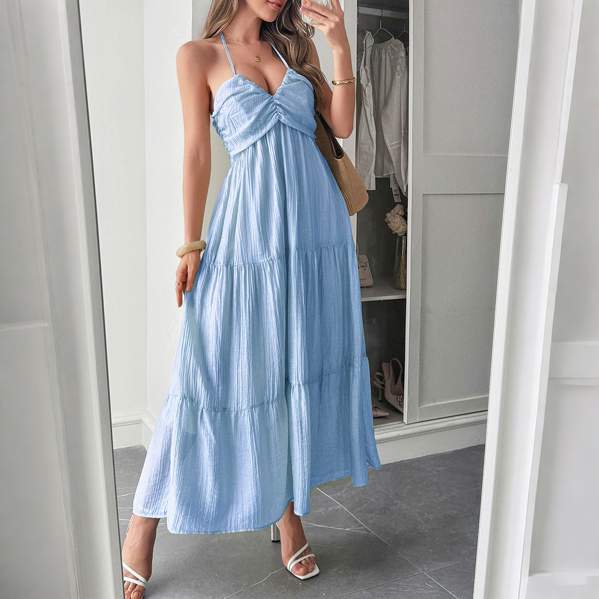 2025 Summer dress new women's dress casual vacation suspender semi transparent dress women's fashion new luxury designer women's dress