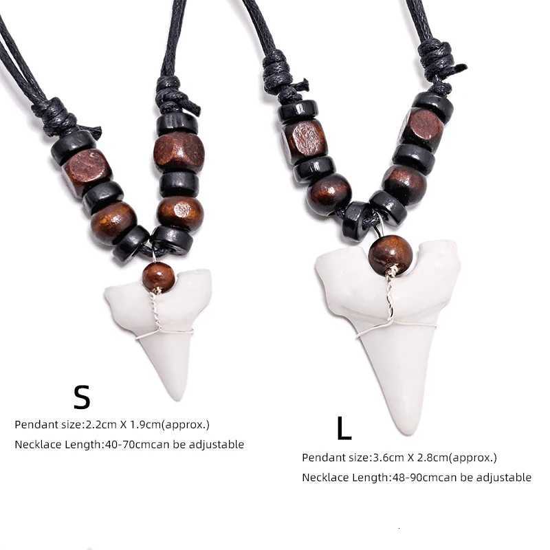 1PC Hawaii Surfer Jewelry Handmade Imitation Shark Teeth Pendant Maori Tribal Bone Choker Mens Necklace W250712