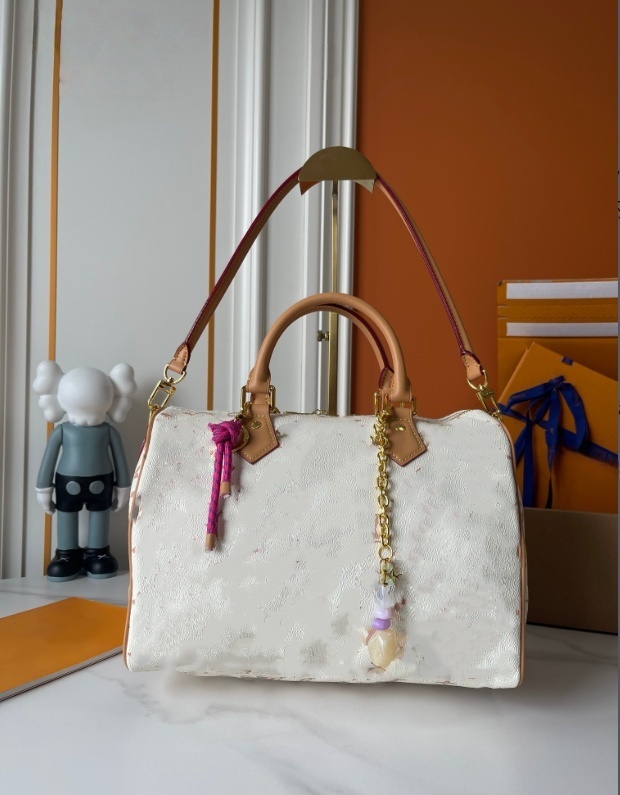 YK Spdyee Bandouliere 30 Boston bag Soft 30 Lucky Monoms Pumpkin Handbag For Women Luxury Crossbody Double zipped closure with padlock 30x21x17cm