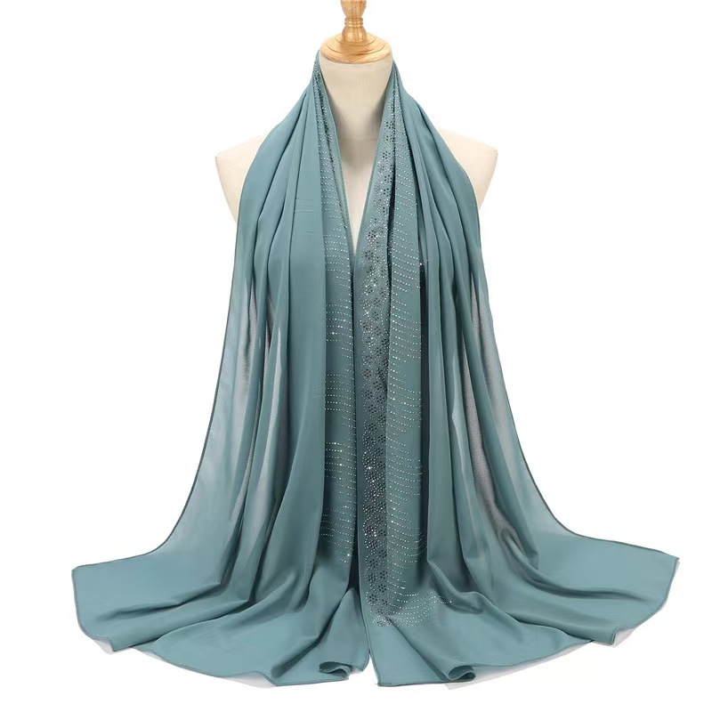 T1203 hot diamond pearl chiffon ladies headscarf scarf