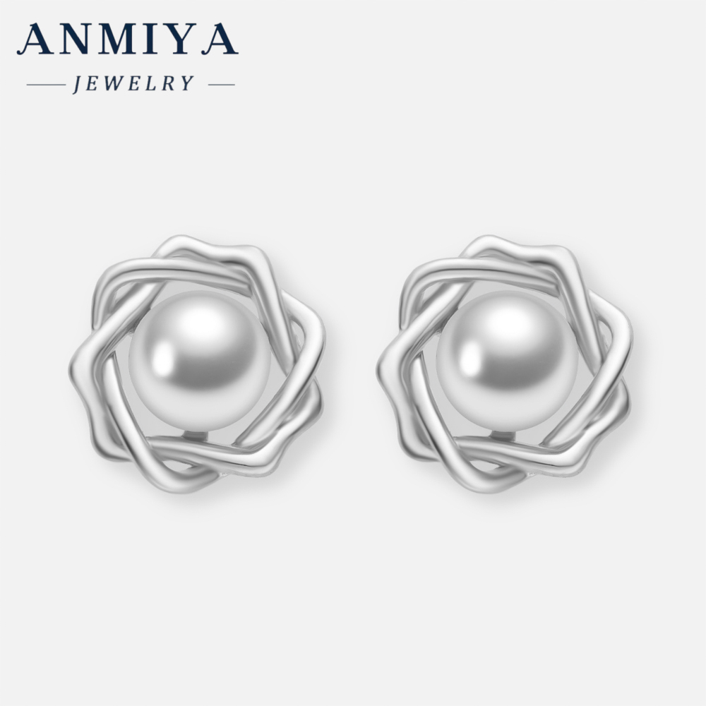 Wholesale Price Fashion Jewelry 18k Gold Pearl Design 925 Silver Stud Pearl Earrings for Women